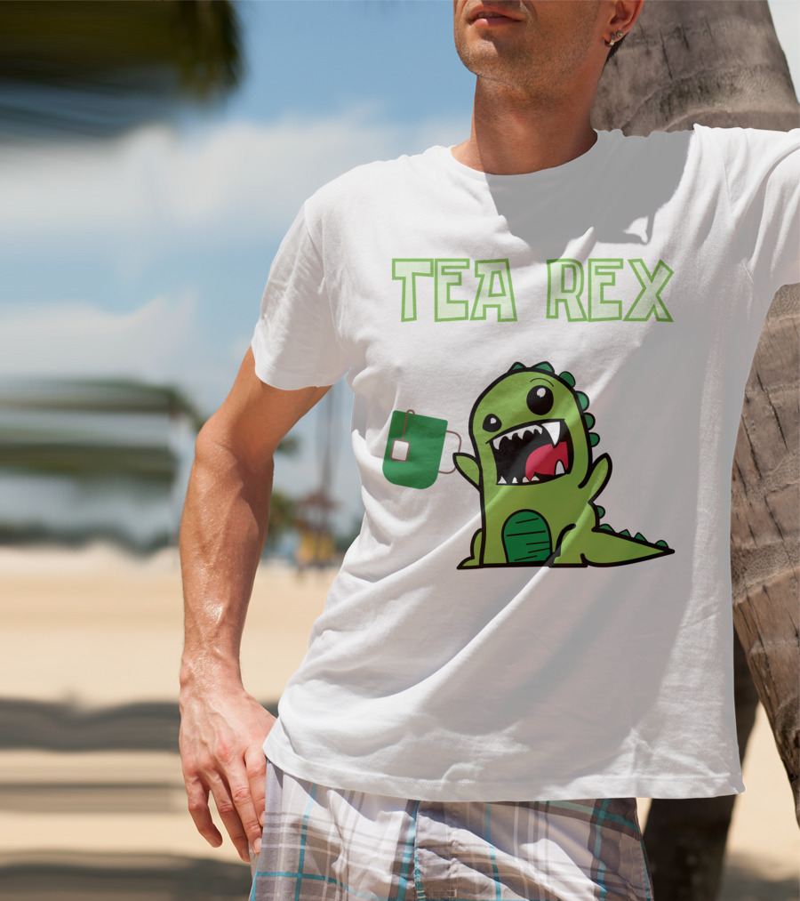 Tea Rex Dinosaur Holding Tea Bag T-Shirt