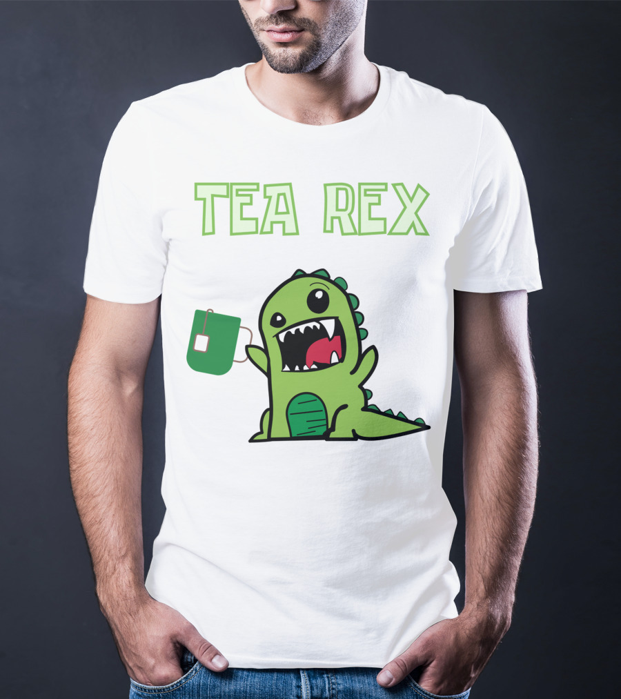 Tea Rex Dinosaur Holding Tea Bag T-Shirt