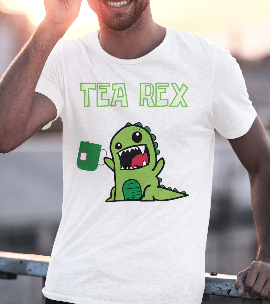 Tea Rex Dinosaur Holding Tea Bag T-Shirt