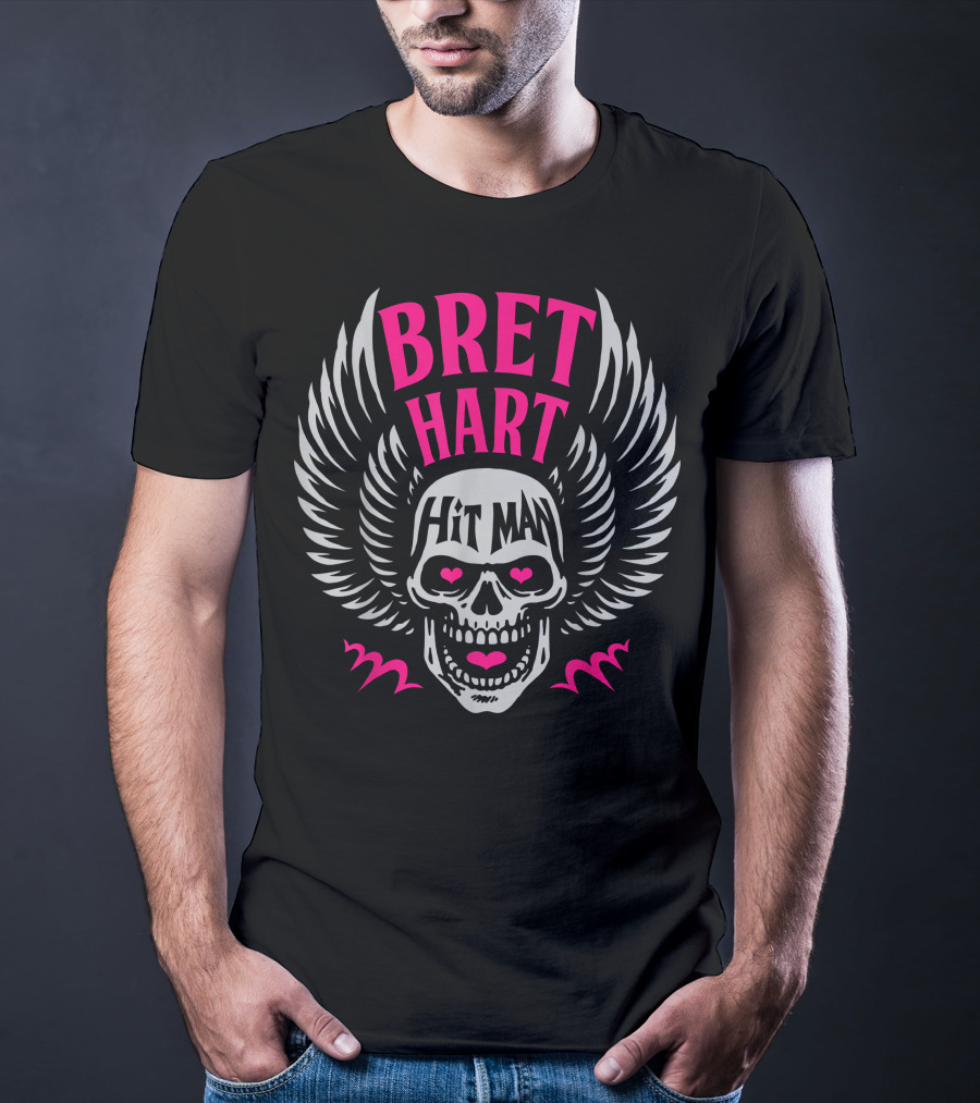 Bret Hart Hit Man Skull With Wings T-Shirt