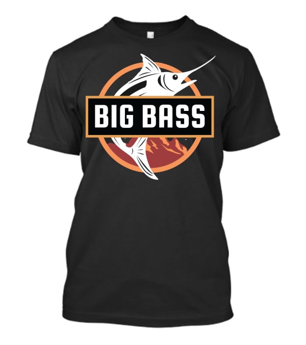 BIG BASS Marlin Jumping Over Mountains In Circle T-Shirt