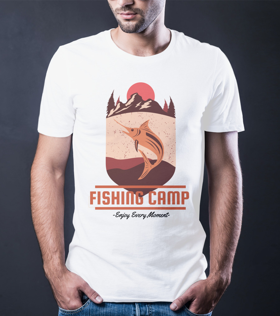 FISHING CAMP Enjoy Every Moment Mountain Fish Sun T-Shirt