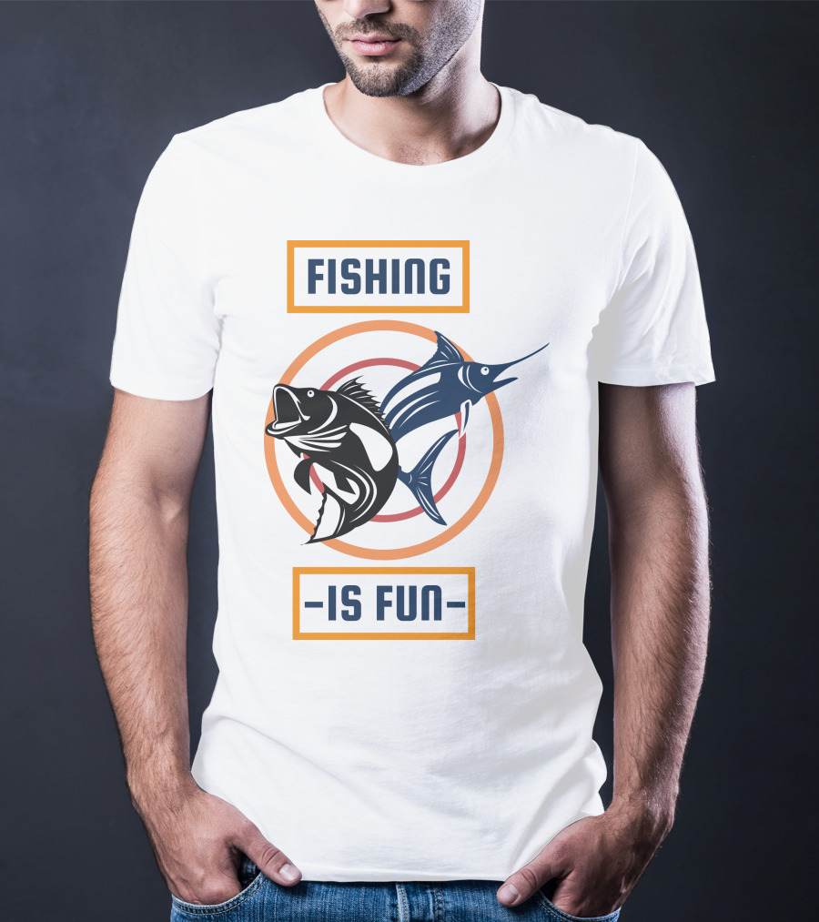 Fishing Is Fun Marlin And Bass Circular Target T-Shirt