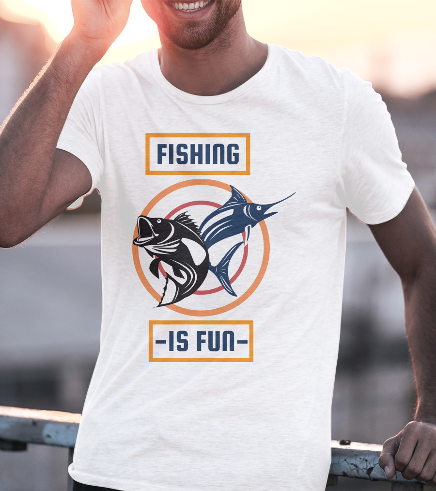 Fishing Is Fun Marlin And Bass Circular Target T-Shirt