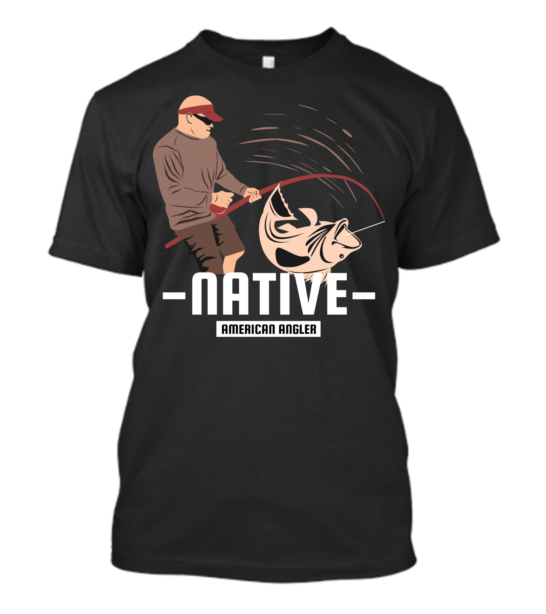 Native Fisherman Catching Fish With Rod And Reel T-Shirt