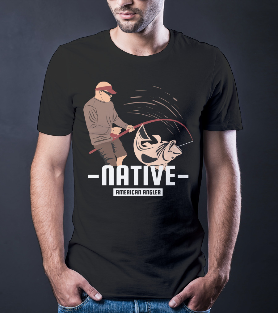 Native Fisherman Catching Fish With Rod And Reel T-Shirt