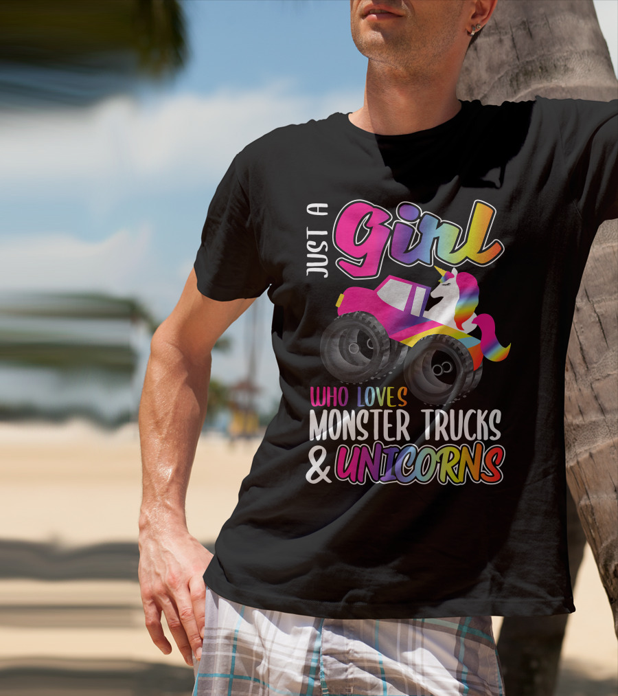 Just A Girl Who Loves Monster Trucks And Unicorns T-Shirt