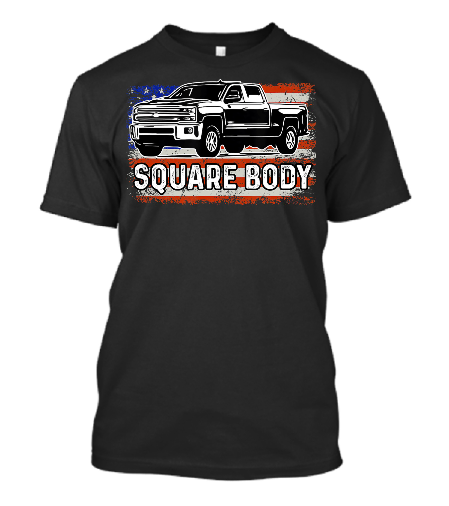 Patriotic American Flag Square Body Truck T-Shirt