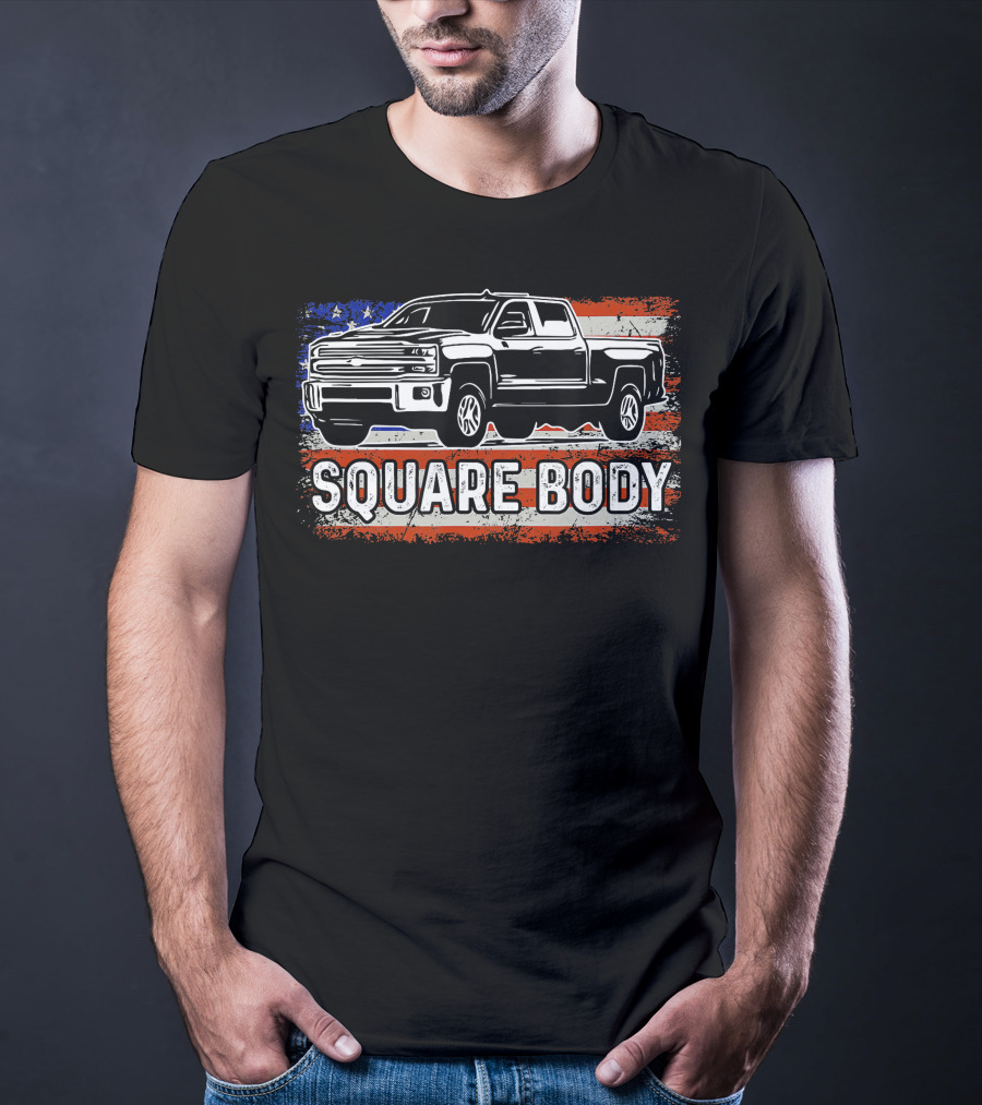 Patriotic American Flag Square Body Truck T-Shirt