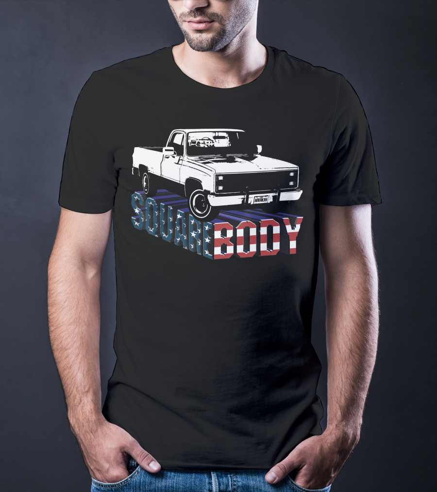 American Flag Squarebody Truck Patriotic American Square Body T-Shirt