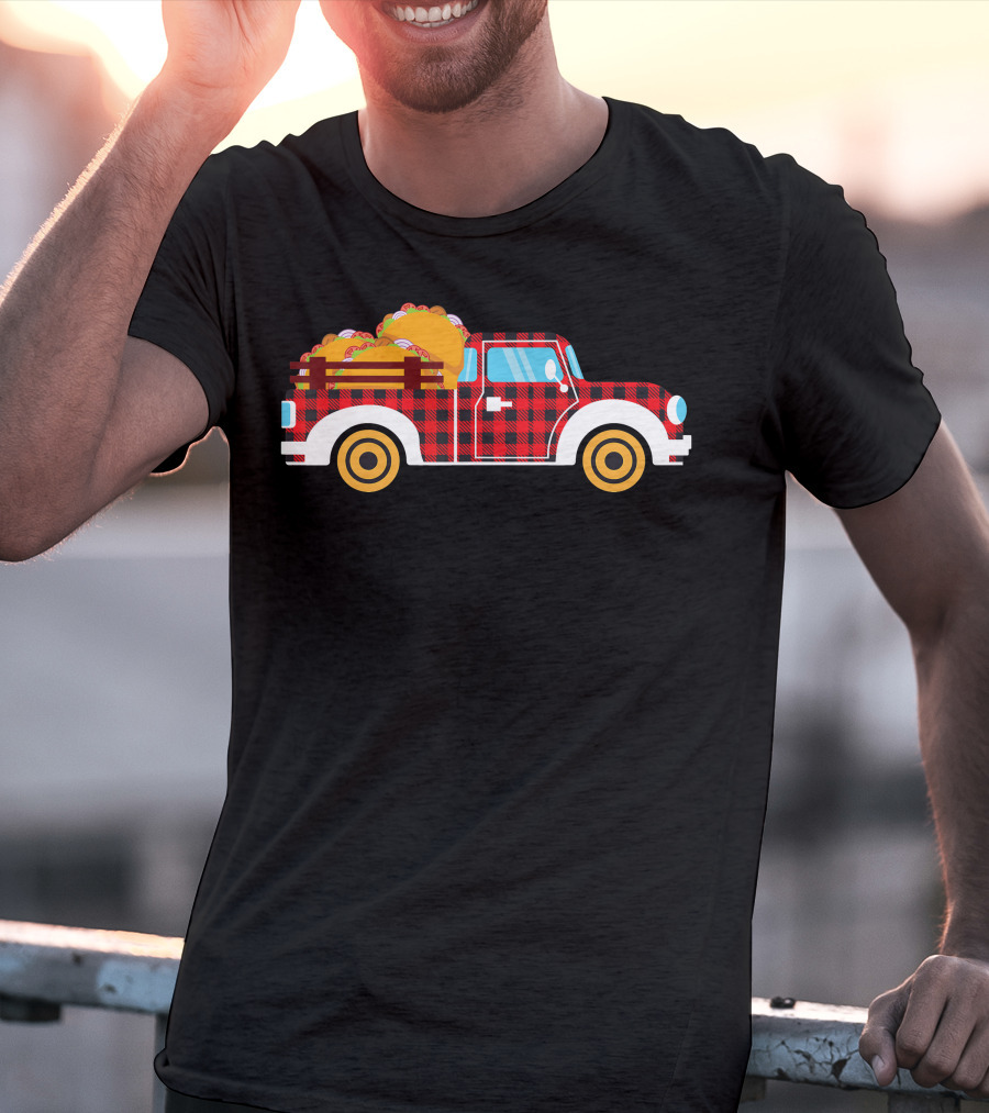 Buffalo Plaid Truck With Tacos Cinco De Mayo Boy Taco T-Shirt