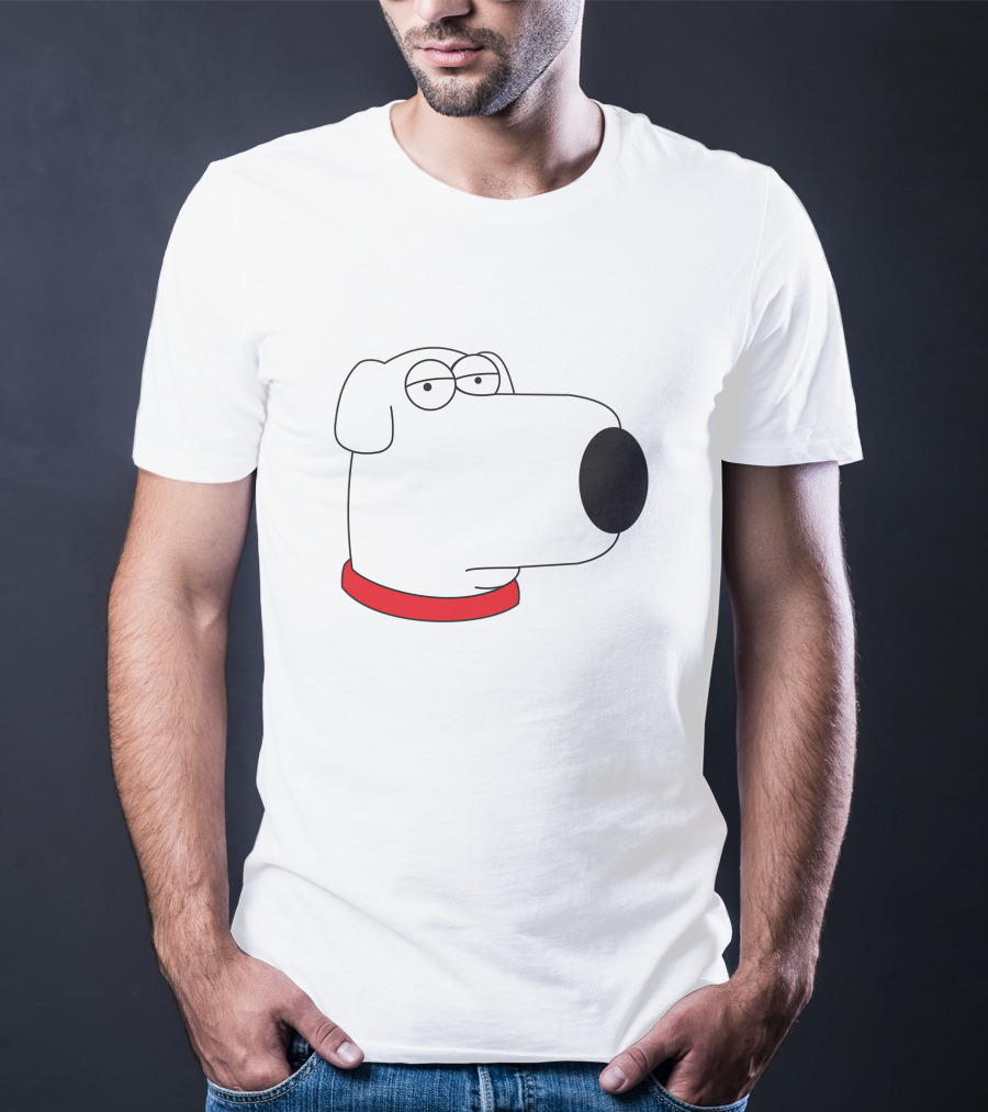 Brian Griffin Family Guy Character Face Red Collar T-Shirt
