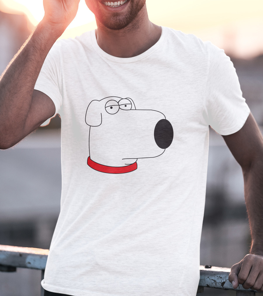 Brian Griffin Family Guy Character Face Red Collar T-Shirt