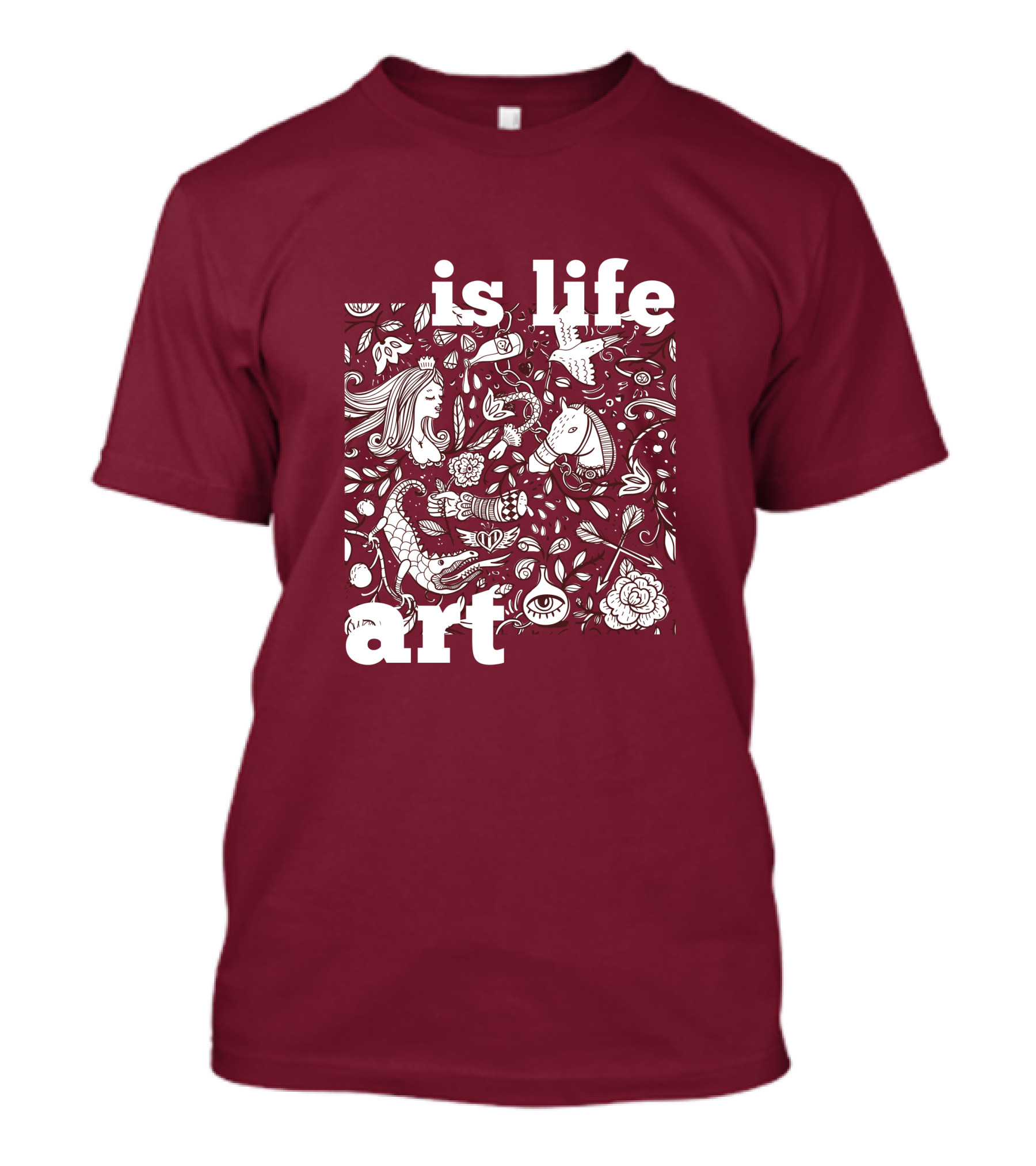 Art Is Life - Whimsical Fantasy Floral T-Shirt
