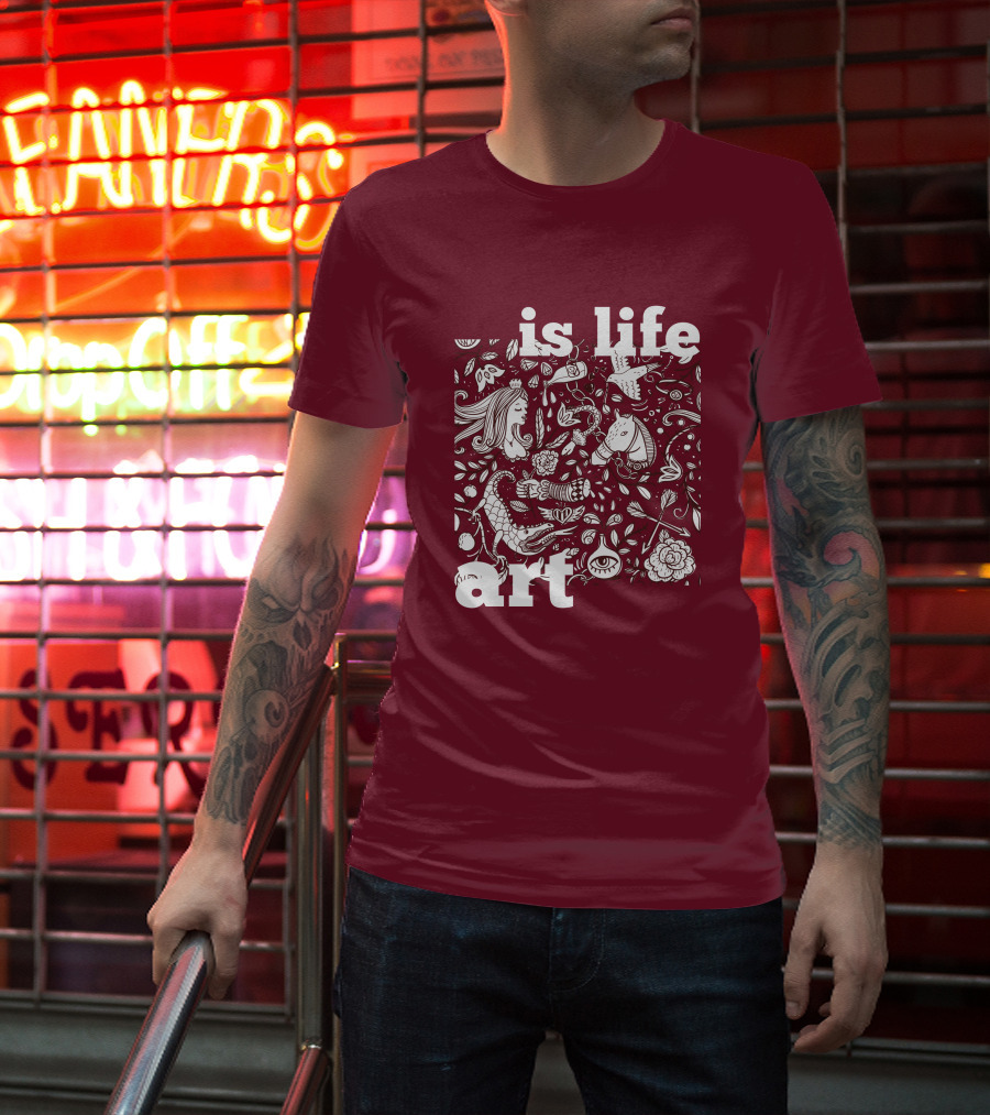 Art Is Life - Whimsical Fantasy Floral T-Shirt
