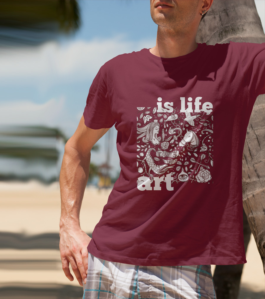 Art Is Life - Whimsical Fantasy Floral T-Shirt