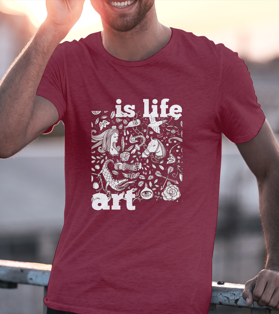 Art Is Life - Whimsical Fantasy Floral T-Shirt