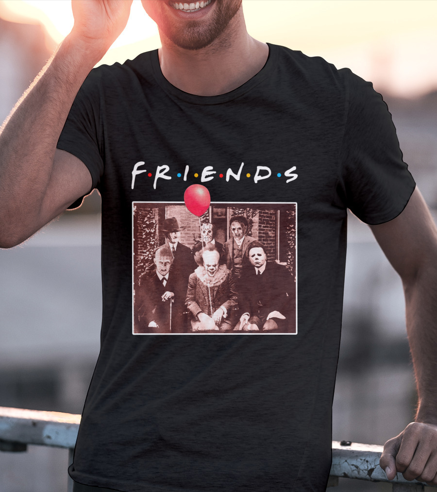 FRIENDS Horror Characters With Red Balloon Image T-Shirt