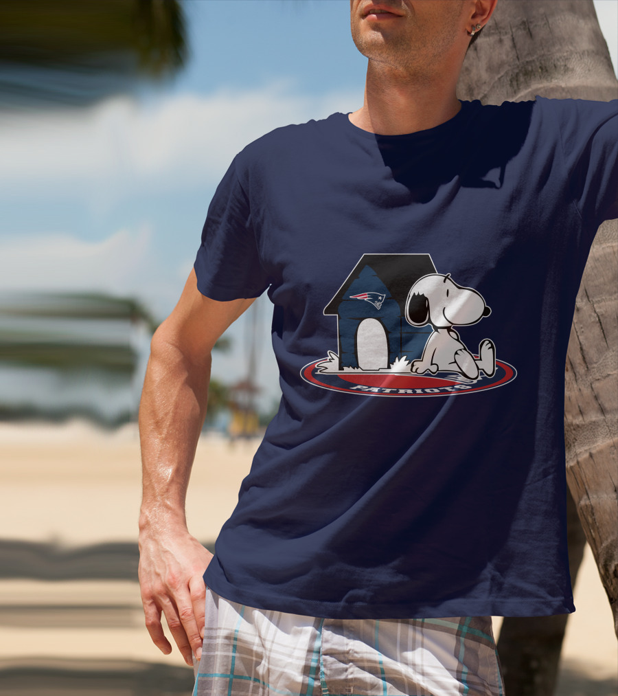 Snoopy With New England Patriots Doghouse Football Fan Now And Forever T-Shirt