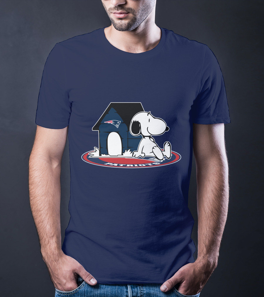 Snoopy With New England Patriots Doghouse Football Fan Now And Forever T-Shirt