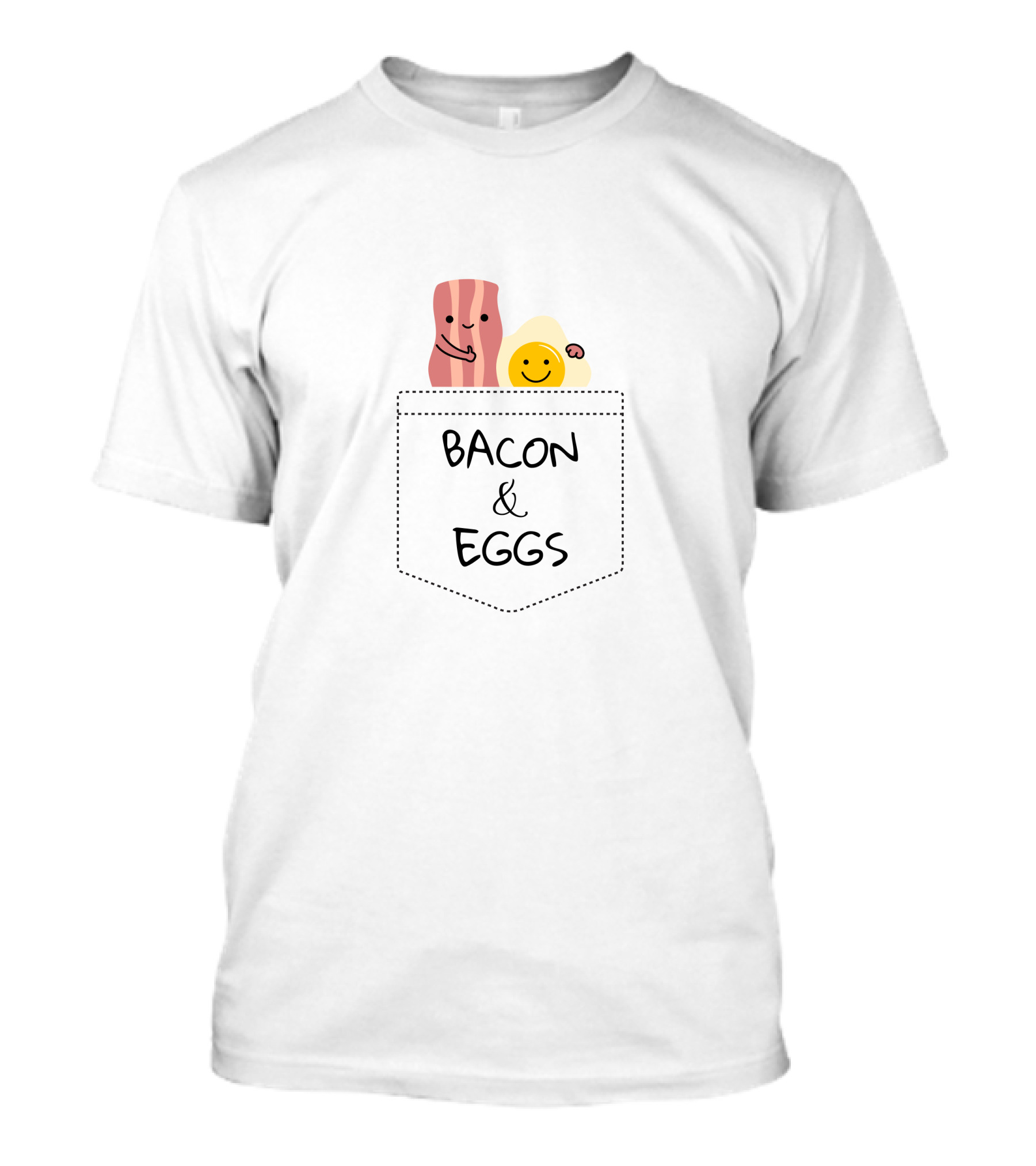 Pocket Bacon And Eggs Smiley Face Duo T-Shirt