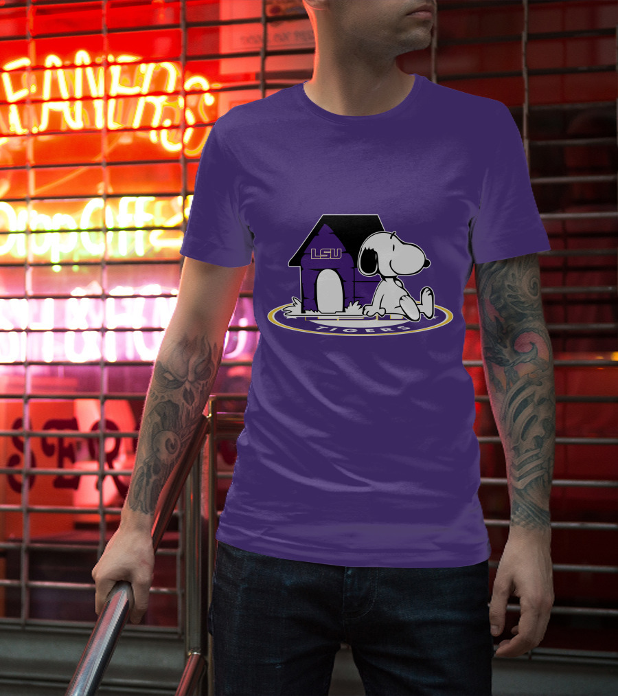 LSU Tigers Football Fan Now And Forever Snoopy Doghouse T-Shirt