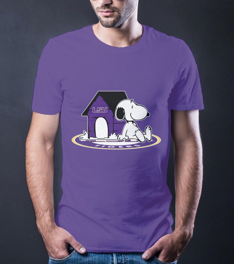 LSU Tigers Football Fan Now And Forever Snoopy Doghouse T-Shirt