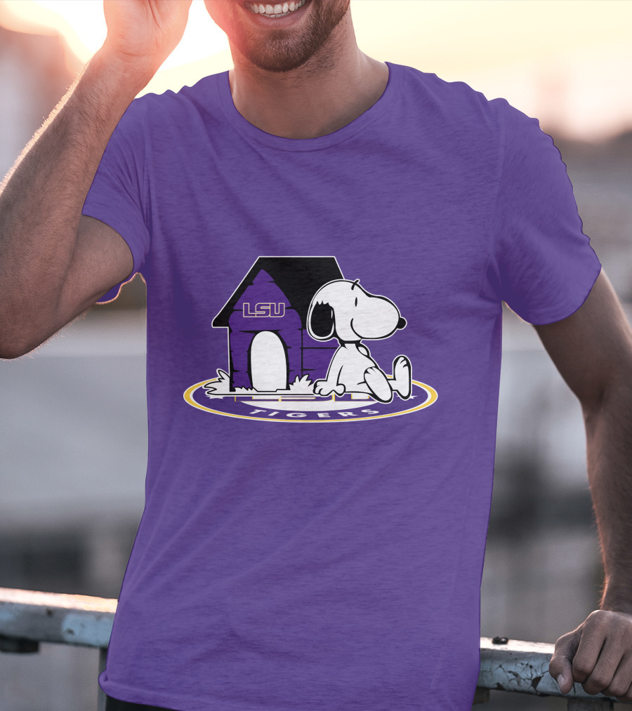 LSU Tigers Football Fan Now And Forever Snoopy Doghouse T-Shirt