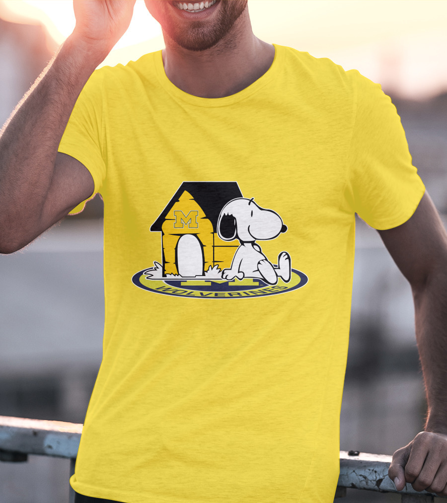 Michigan Wolverines Snoopy Doghouse Fan Now And Forever T-Shirt