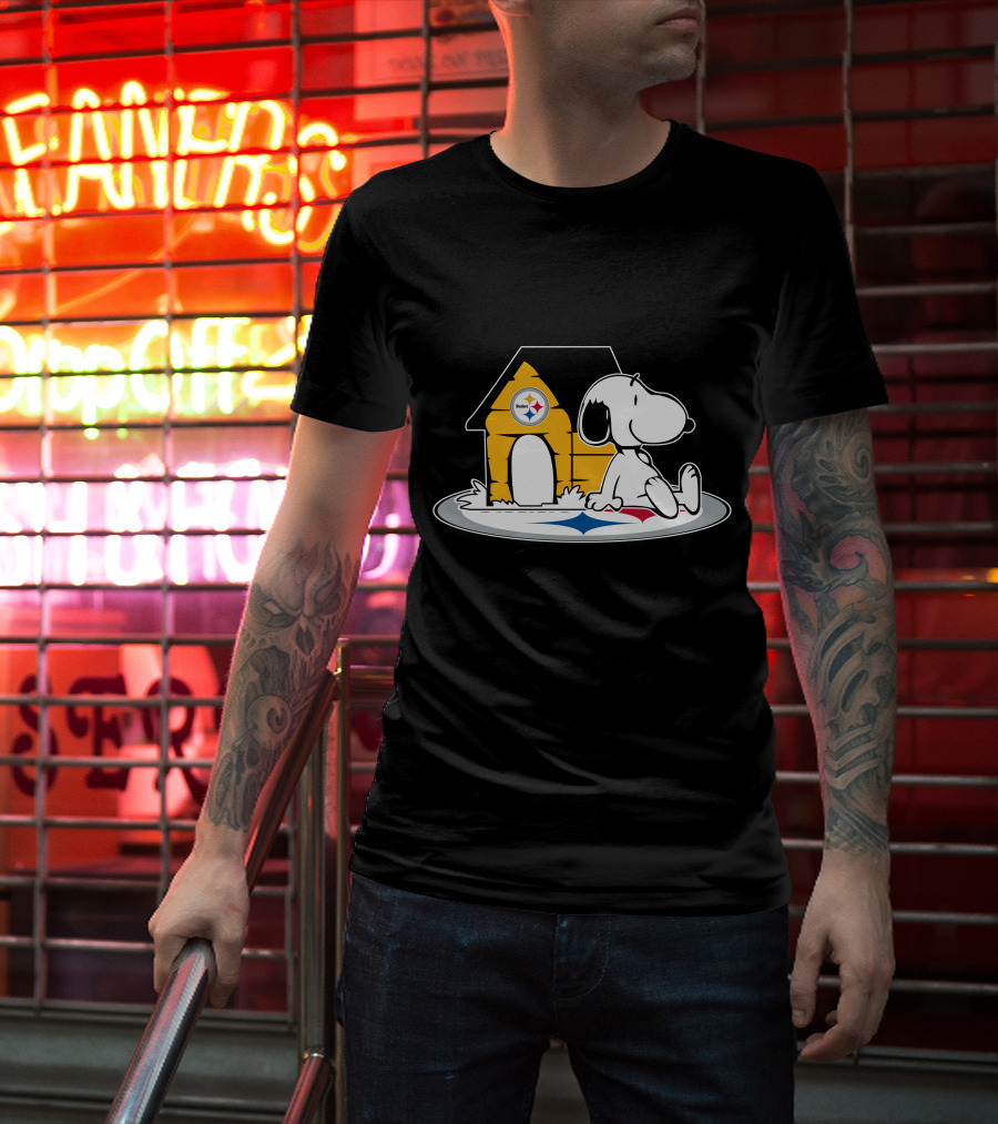 Snoopy With Pittsburgh Steelers Doghouse Football Fan Forever T-Shirt