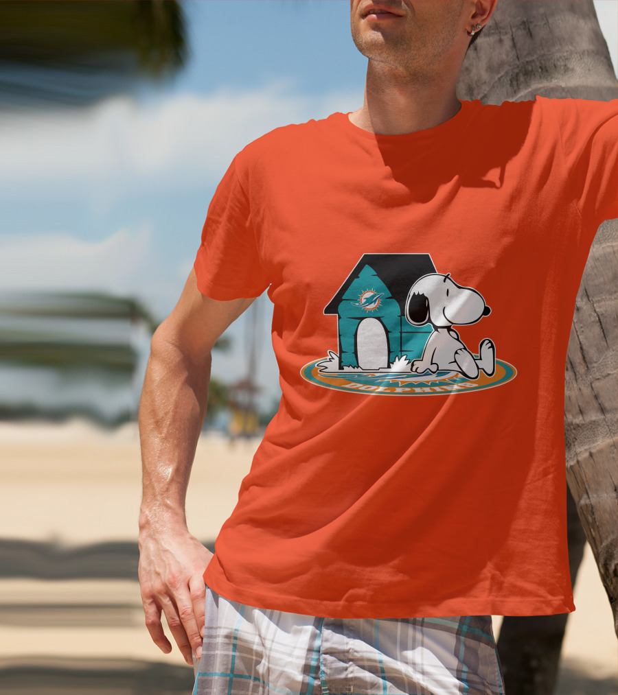 Miami Dolphins Fan Forever With Snoopy House T-Shirt