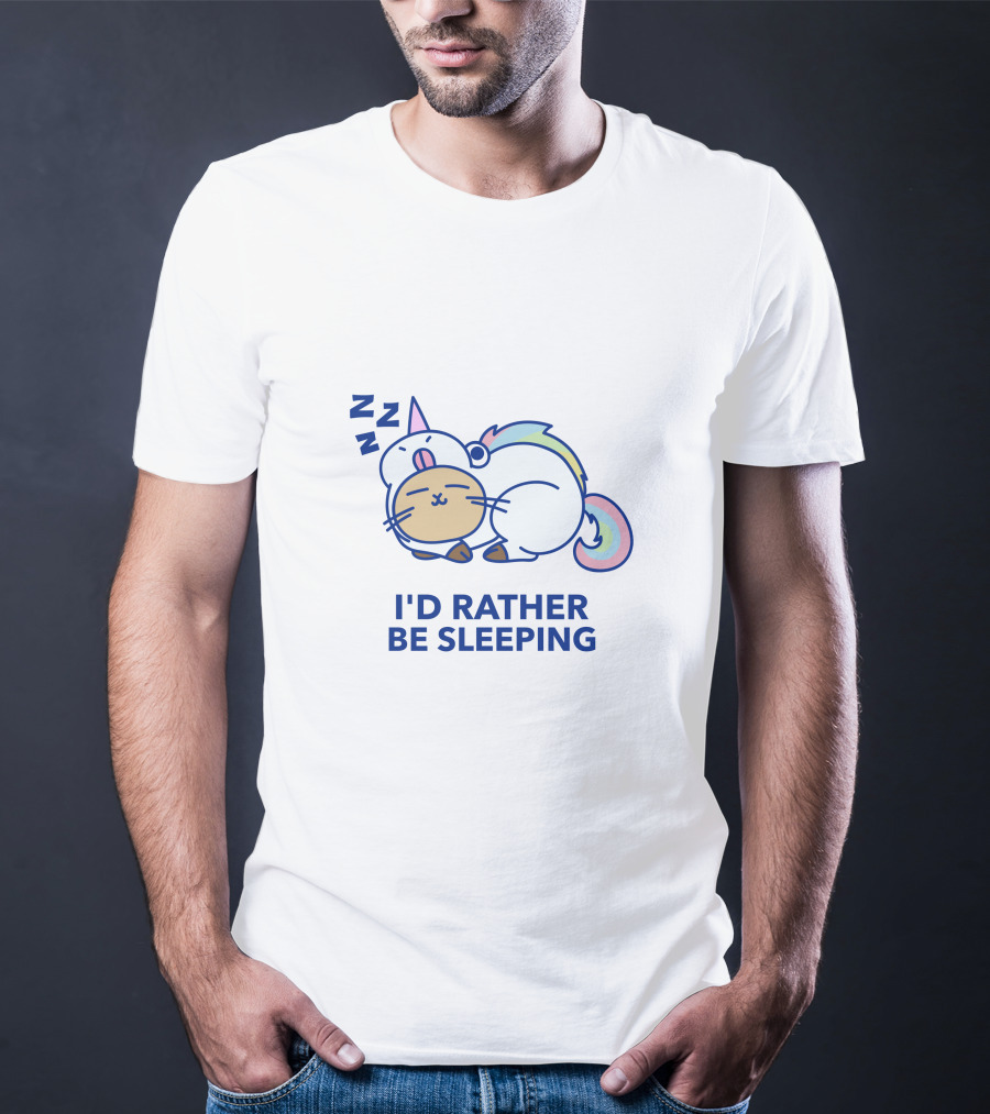 I'd Rather Be Sleeping Unicorn Cat ZZZ T-Shirt