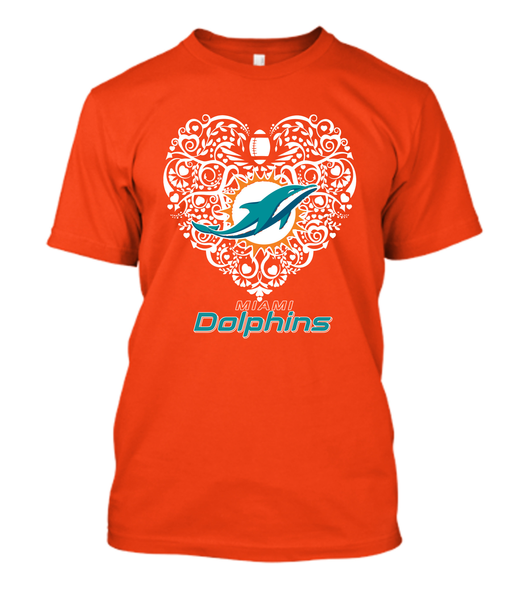 Love My Miami Dolphins Heart Football Theme T-Shirt