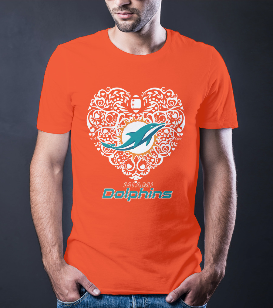Love My Miami Dolphins Heart Football Theme T-Shirt