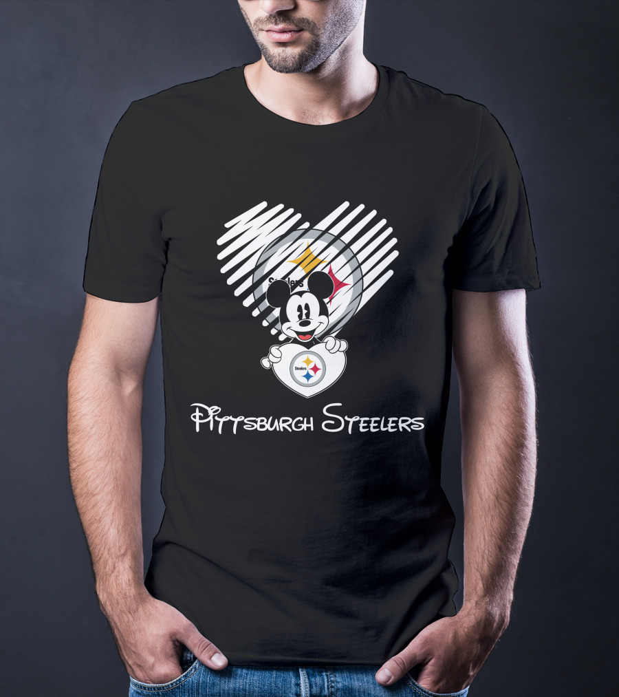 Pittsburgh Steelers Mickey Mouse Heart T-Shirt