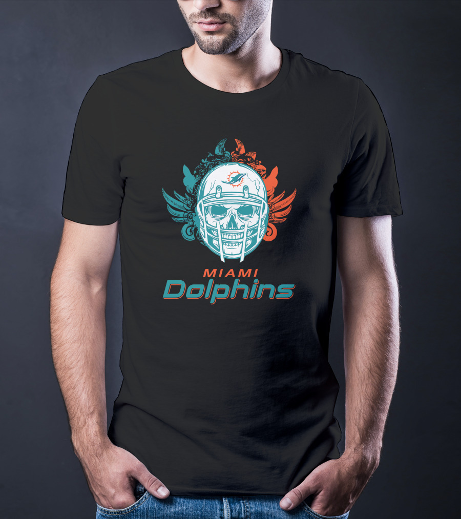 Miami Dolphins Skull Helmet T-Shirt