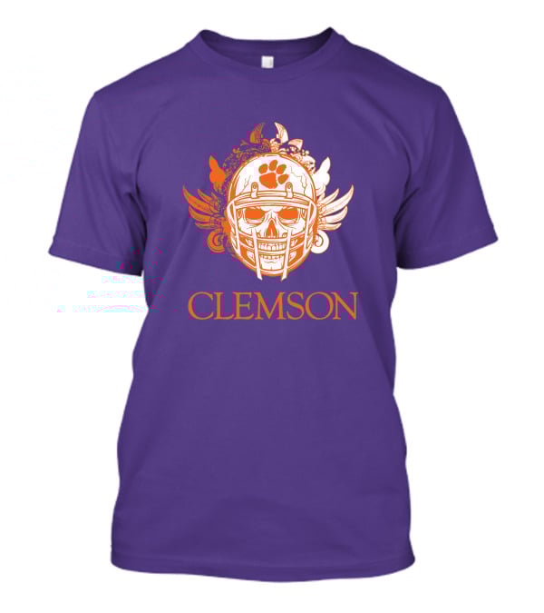 Clemson Tigers Skull Helmet With Wings T-Shirt