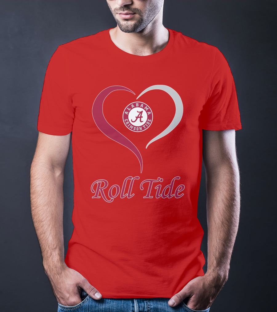 Alabama Crimson Tide Roll Tide Heart T-Shirt