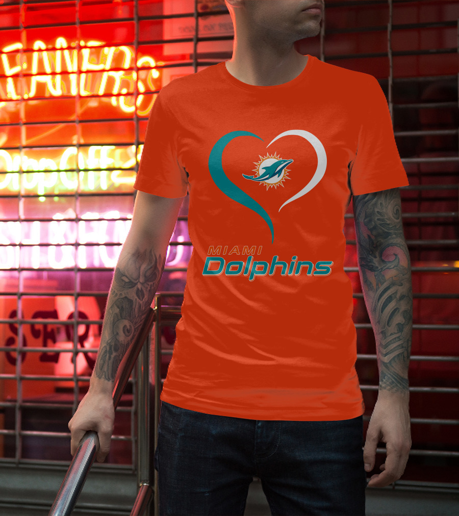 Miami Dolphins Heart T-Shirt