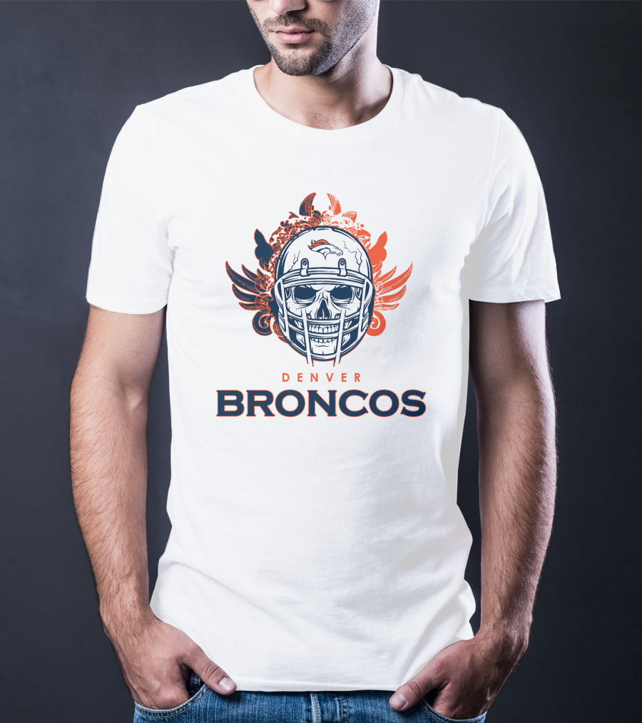 Denver Broncos Skull Helmet Wings T-Shirt