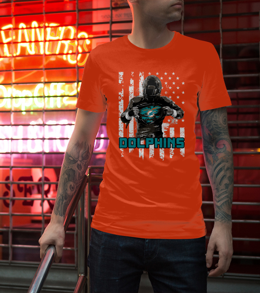 Dolphins Superhero Unveiling Miami Pride Flag T-Shirt