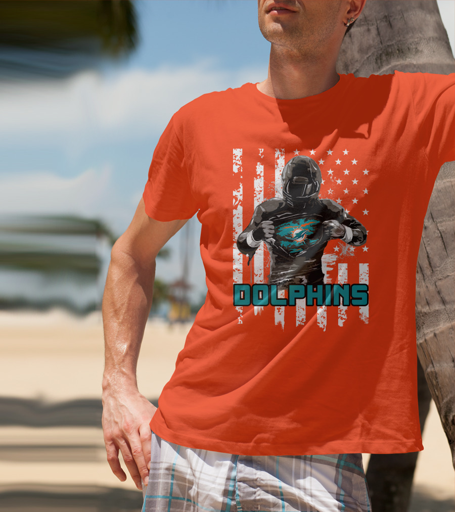 Dolphins Superhero Unveiling Miami Pride Flag T-Shirt