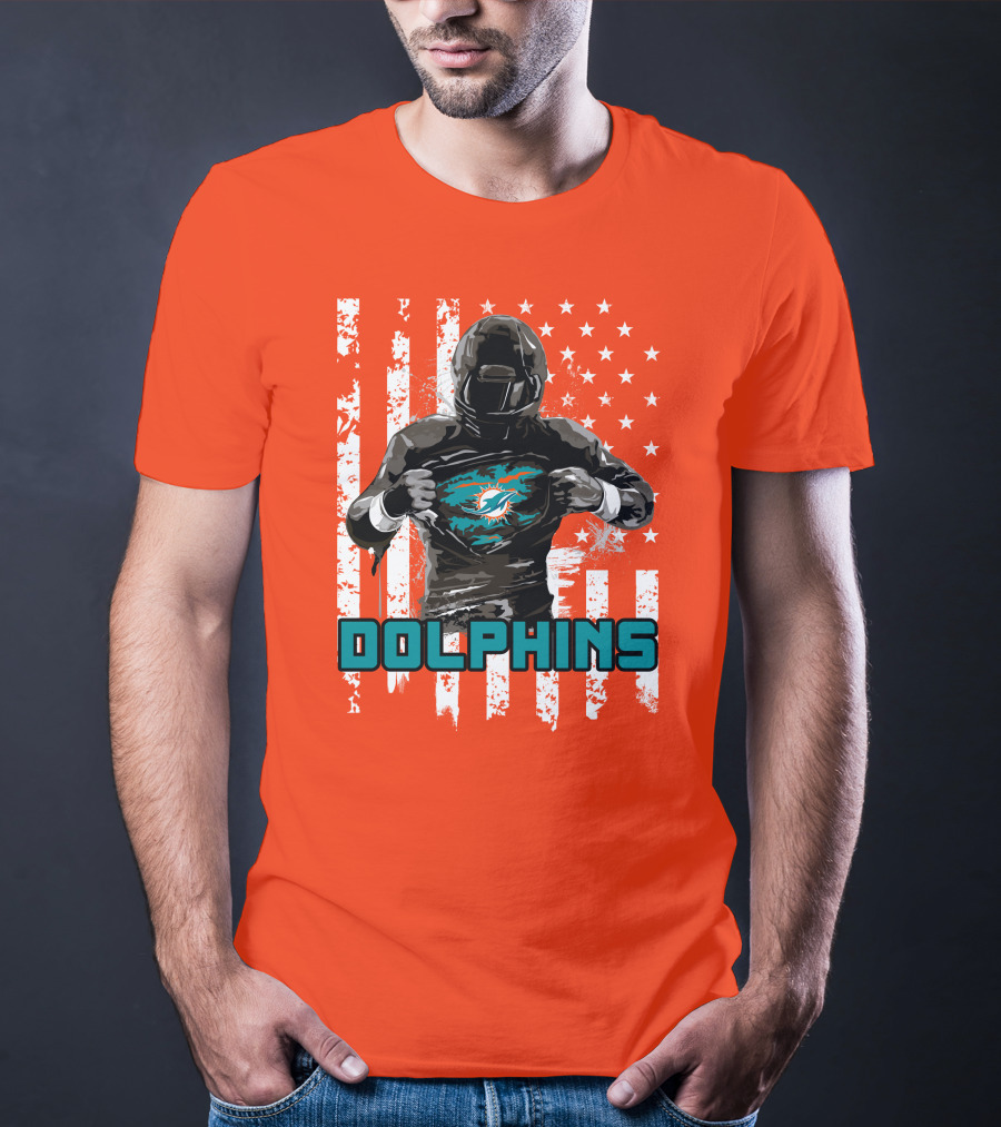 Dolphins Superhero Unveiling Miami Pride Flag T-Shirt