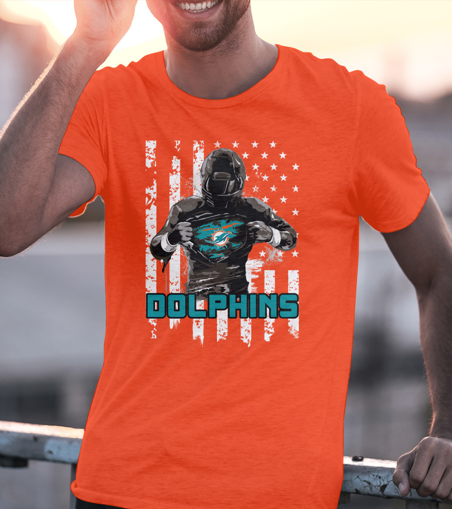 Dolphins Superhero Unveiling Miami Pride Flag T-Shirt