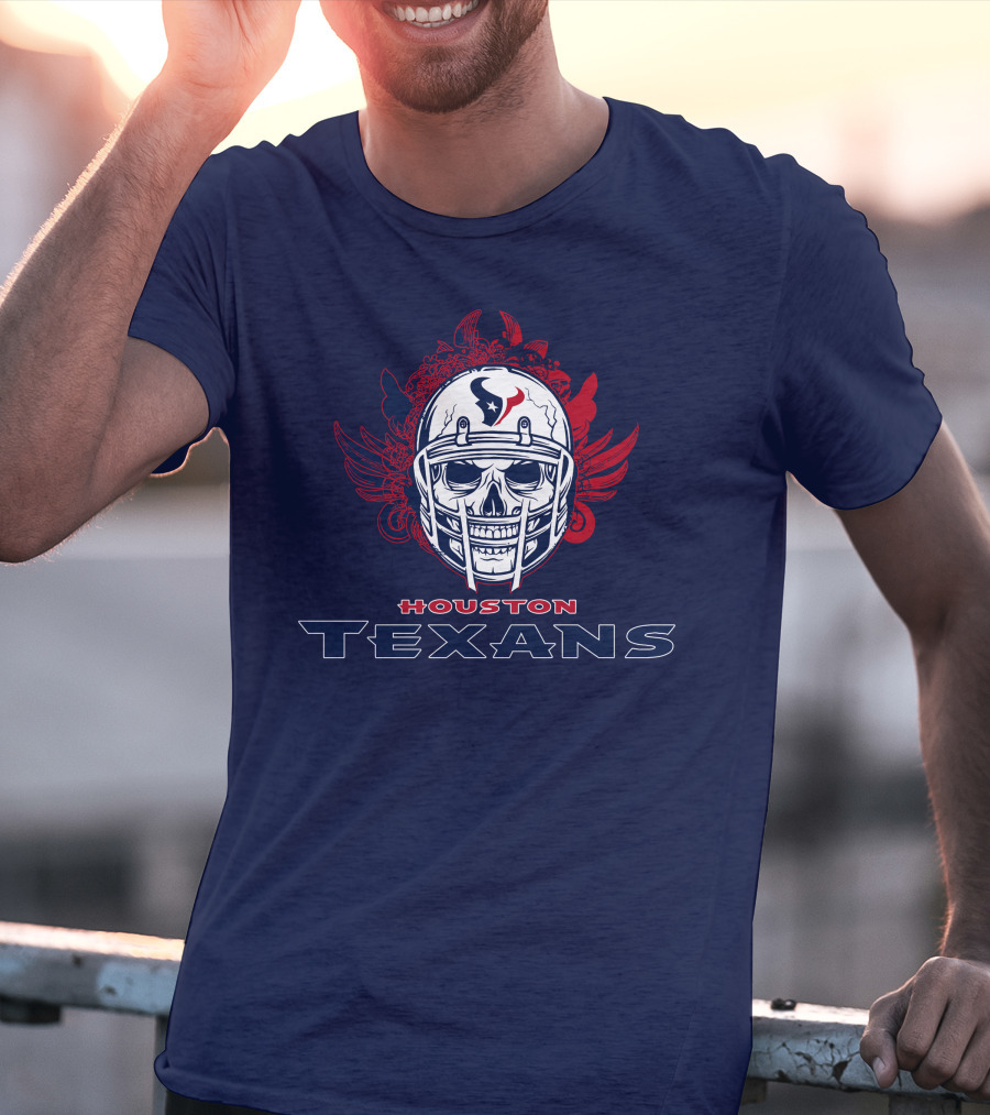 Houston Texans Skull Helmet Wings T-Shirt