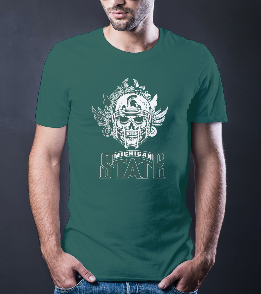 Michigan State Spartans Skull Helmet T-Shirt