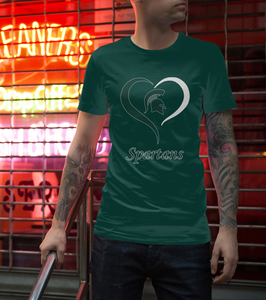 Spartans Heart Michigan State Spartan Helmet T-Shirt