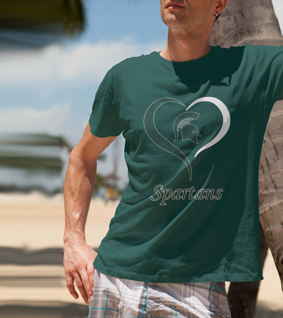 Spartans Heart Michigan State Spartan Helmet T-Shirt