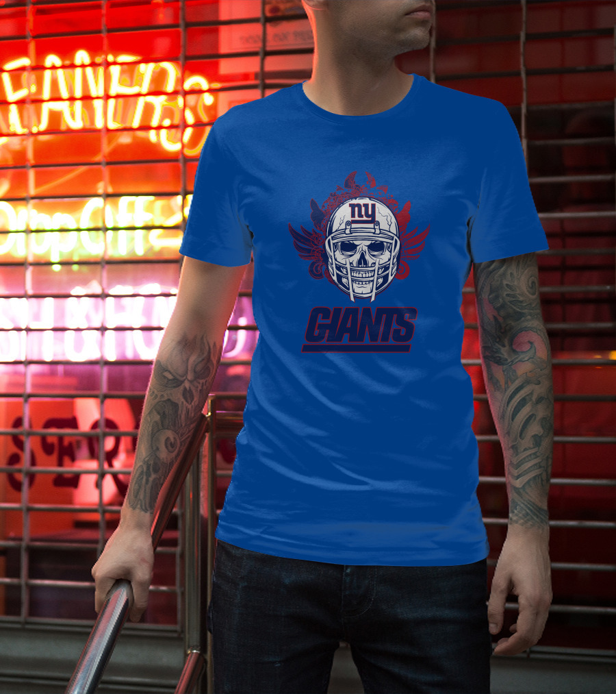 New York Giants Skull Helmet T-Shirt