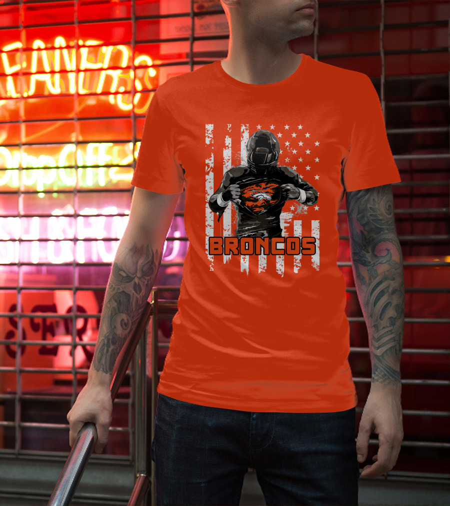 Denver Broncos Football Player American Flag T-Shirt